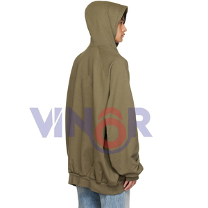 High Quality 100% Cotton Oversized Hoodie High Streetwear Brand's Loose Fleece <b>Sweatshirt</b> Embroidered Eco-Friendly Winter Men - Product Image 4