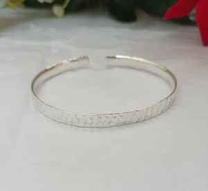 <b>Sterling</b> <b>Silver</b> Plated Boho Hammered Textured Vintage Bahamian Bangle Stackable Adjustable <b>Bracelet</b> <b>Women</b> Fashion Jewelry - Product Image 4