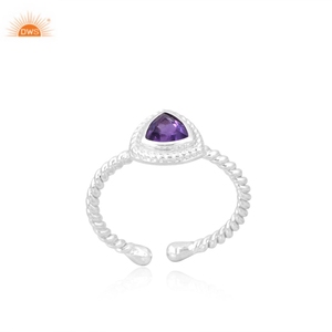 Amatista púrpura Trillion Cut Gemstone Birthstone Every Day Anillo hecho a mano Fabricante de joyería hecho a mano personalizado - Product Image 1