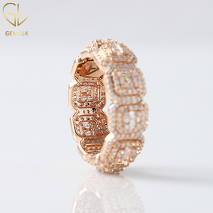 New Premium Quality 10k Gold Baguette & Round Lab Grown <b>Diamond</b> Wide Hip Hop Style Band Ring For Men - Product Image 3