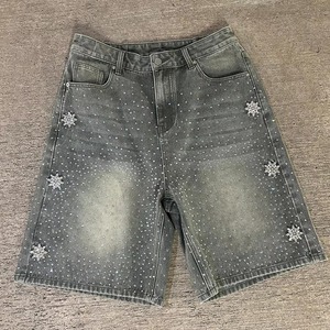 Pantalones cortos de mezclilla de verano personalizados al por mayor para hombre, pantalones vaqueros ajustados de cintura media de alta calidad con decoración de botones, estilo recto - Product Image 4