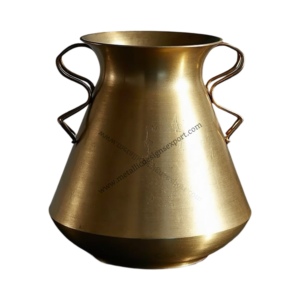 Elegante florero de metal curvilíneo dorado con asas lisas Acento de decoración clásica para el hogar, la oficina o la configuración de eventos - Product Image 3