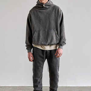 Nouveau 420 Gsm poids lourd personnalisé hommes en détresse surdimensionné lavé à l'acide à capuche blanc Vintage sweat solide motif tricoté - Product Image 2