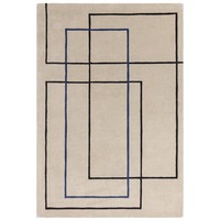 Contemporary Designer Floor Rug Linear Beige Hand Tufted Wool Area Carpet Durable Modern Solid Color High Pile Reversible Pet