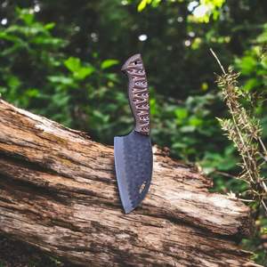 มีดครัวพร้อมซองหนัง มีดอเนกประสงค์ มีดเชฟ มีดปังตอ ทำด้วยมือ มีดเชฟหรูหรา ด้ามไมคาร์ต้า ตีขึ้นรูปด้วยมือ - Product Image 6