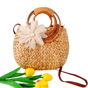 กระเป๋าหวายสานทำด้วยมือสไตล์ดอกไม้น้ำผักตบชวาของตกแต่งวันหยุดของขวัญของผู้ผลิตในเวียดนาม - Product Image 4