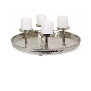 Bougeoir en aluminium Eco Friendly Lighting Décoration Forme d'étoile Design exclusif Bougeoir à thé Base en bois - Product Image 2