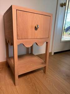 Handcrafted Solid <b>Wood</b> Nightstand <b>White</b> Oak Walnut Bedside Cabinet Custom Size Design With Storage Drawer And Lower <b>Shelf</b> - Product Image 2