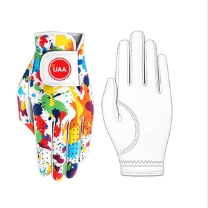 UAA Custom Pattern Printed ladies and Gents Genuine Cabretta leather golf <b>gloves</b> Custom logo breathable golf <b>gloves</b> - Product Image 1
