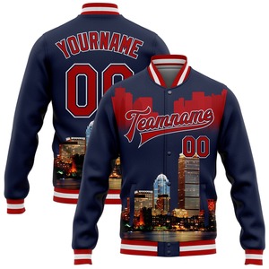 Directo industria venta al por mayor casual invierno personalizado negro bombardero Full-Snap Varsity Letterman chaqueta de dos tonos - Product Image 5