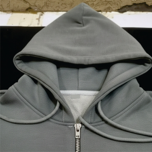 Sudadera Personalizada de Felpa Francesa de 500 Gsm, Estilo Urbano, Holgada, con Efecto Desgastado, Parche Bordado en 3D, Lavado Ácido Decolorado al Sol, Cierre de Cremallera, Tejido Grueso - Product Image 2