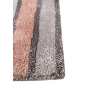 พรมขนสัตว์และวิสโคสทอมือสีเบจและสีน้ำตาล รูปทรงสี่เหลี่ยมผืนผ้า ลายแบบนามธรรม สำหรับห้องนั่งเล่นและทางเดิน รุ่น Tnq-1137 - Product Image 4