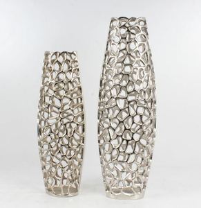 Florero pulido níquel aluminio metal decoración hogar y jardín con trabajo hecho a mano y diseño - Product Image 4