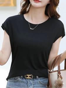 Camiseta Lisa de Algodón 100% para Mujer, Personalizable, Cómoda, Corte Regular, Ecológica, Antiarrugas, para Verano y Otoño, Gran Venta - Product Image 5