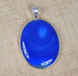 Botswana <b>Blue</b> Agate Pendant 925 Sterling Silver Handmade Bohemian Gemstone Jewelry Women Elegant Gift - Product Image 6