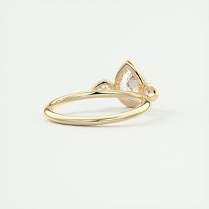 แหวนหมั้นสำหรับผู้หญิงชุดสามชิ้นแบบมีฝาปิดทำจากหินลูกแพร์ - Product Image 6