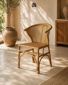 Chaise de salle à manger en rotin, chaise d'appoint en bambou tressé, siège rustique pour la maison, l'appartement, la villa, l'hôtel, le café - Product Image 5