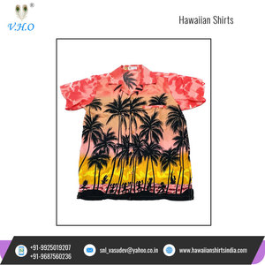 Camisas hawaianas estampadas de palmera para hombres, artículos de fiesta de manga corta, artículos de playa, proveedor indio líder, venta a granel - Product Image 2