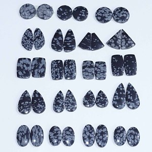 Haute qualité naturel flocon de neige obsidienne Quartz Cabochon paire en vrac pour la fabrication de bijoux inde prix de gros de haute qualité - Product Image 3