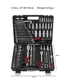 Professionele 215 Pcs Ratelspanner Socket Set 1/2 "1/4" 3/8 "Gereedschapsset + Koffer