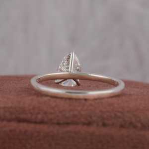 Anillo de compromiso de diamante solitario, corte de pera, Diamante de laboratorio, boda, Diamante cultivado, anillo de oro blanco sólido nupcial - Product Image 6