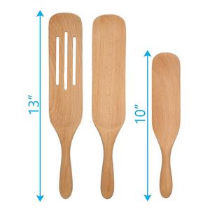Juego de 3 espátulas de madera de haya personalizadas - Espátula ranurada y sólida de 13 pulgadas, espátula para cortar de 10 pulgadas - Utensilios de madera natural de primera calidad - Product Image 5