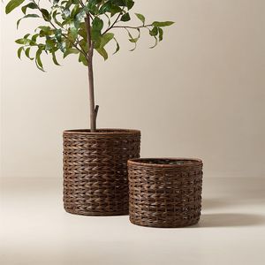 <b>Large</b> rattan <b>planter</b> centerpiece designed <b>for</b> outdoor <b>gardens</b> terraces patios or elegant hotel lobby decorative arrangements - Product Image 2