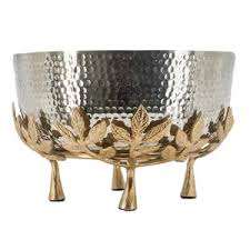 Bol de service en laiton argenté au design moderne motif floral créatif pour la maison hôtel restaurant camping vaisselle - Product Image 5