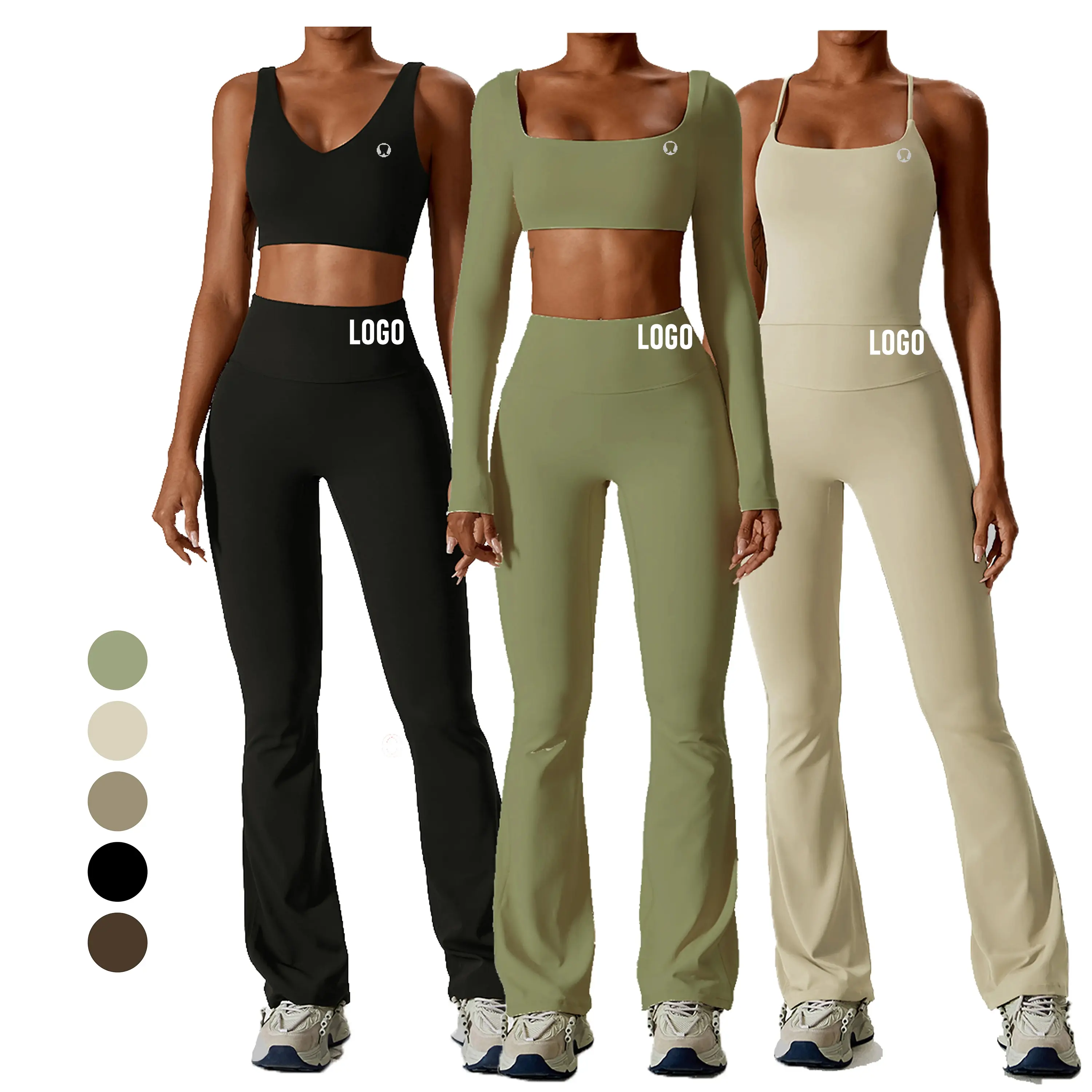 2023 New Design Wholesale Custom High Quality Recycled Long Sleeve 2 Piece Yoga Set Plus Size Gym Fitness Sets For Women