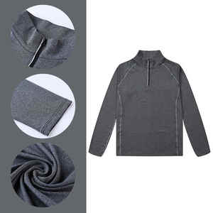 Camisas personalizadas de media cremallera para hombre, venta al por mayor, OEM, ODM, proveedor directo de fábrica, camisas cómodas informales de manga larga a la moda con estilo - Product Image 1