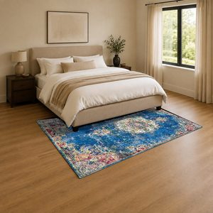 <b>RUGS</b> DEPOT LXDP-0418 Wholesale <b>Blue</b> <b>Navy</b> Contemporary Geometric Digital Printed Machine Washable Chenille Area <b>Rug</b> Non Slip - Product Image 3