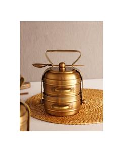 Healthy safe pure brass <b>tiffin</b> <b>box</b> designed to preserve nutrients of food while maintaining freshness for longer daily usage - Product Image 1