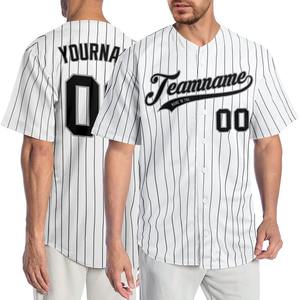Meilleures ventes Vêtements d'équipe personnalisés Maillot de baseball authentique blanc noir à fines rayures noir-gris - Product Image 1