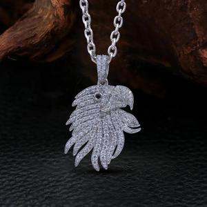Colgante de Diamante Moissanite de Alta Calidad, Colgante Personalizado de Cara de Loro Chapado en Plata de 14k, Joyería Fina de Estilo Hip Hop - Product Image 4