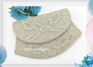 2025 moda señoras fiesta noche respetuoso con el medio ambiente satén con cuentas monedero Oasis Camel colorido con cuentas cartera bordado botón para viajes - Product Image 5