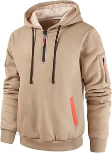 Sudadera con capucha de talla grande de lana pesada mezclada con media cremallera con cordón francés Terry invierno cálido hombres sudaderas con capucha de media cremallera para niños - Product Image 2