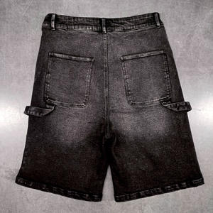 Custom Designer Rhinestone Oversized Wide Leg Acid Wash Distressed <b>Baggy</b> Flare <b>Shorts</b> Denim Jean for <b>Men</b> - Product Image 2