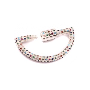 925 <b>Sterling</b> <b>Silver</b> D shape Carabiner Lock Multi-Color CZ Charms with Claw Setting <b>for</b> Women & <b>Men</b> Unisex - Product Image 1