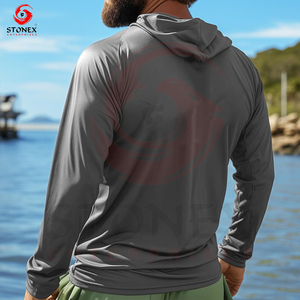 Sudadera con capucha de pesca de rendimiento de manga larga ligera de ropa de gran oferta Sudadera con capucha de bambú personalizada para hombres - Product Image 3
