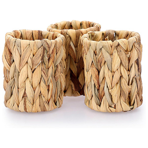 Office stationery organizer handmade <b>water</b> hyacinth pen holder pencil <b>container</b> cheap cost - Product Image 2