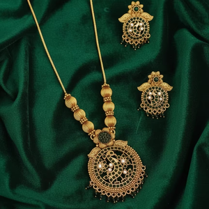 High Gold Peacock Pendant <b>Necklace</b> <b>Set</b> with <b>Pearl</b> Beads For Womens Traditional Bridal Jewelry For Special occasions - Product Image 1