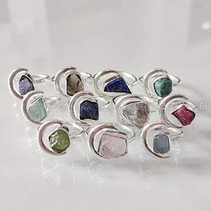 Anillo de Piedras Preciosas en Bruto para Mujer, Piedra Lunar Natural, Labradorita, Granate, Citrino, Joyería de Plata de Ley 925 - Product Image 5