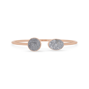 18K Rose Gold Plated High Finish Trendy Adjustable Druzy <b>Silver</b> Twister <b>Bracelet</b> Oval Cab Bezel Setting Unisex Everyday Wear - Product Image 1
