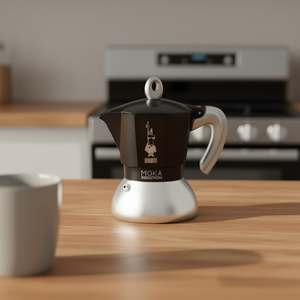 Cafetera Moka de 2 tazas, cafetera de inducción de aluminio en cromo y negro 0006932 - Product Image 3