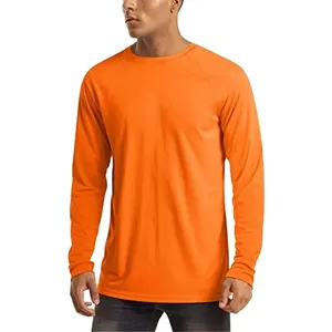 Ingrosso T-Shirt lunga alta qualità in poliestere tessuto girocollo T-Shirt sportiva manica lunga da uomo OEM ODM Service Design
