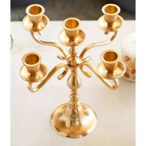 Candelabro de Aluminio Chapado en Oro de Latón de 5 Brazos, Portavelas Decorativo para Mesa, para Navidad, Cumpleaños, Pascua, para Fiestas - Product Image 3