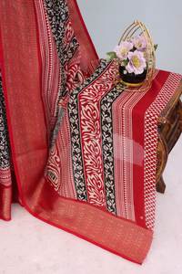 สร้างขึ้นเพื่อความร่วมสมัยส่าหรีผ้าลินินนี้มีลายบล็อกแบบเรียบง่ายอุดมคติแฟชั่นที่ยั่งยืนสำหรับนักช้อปในเมือง - Product Image 6