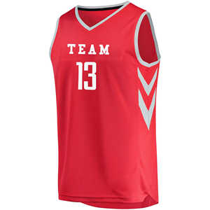 Camiseta de Baloncesto Personalizada al por Mayor, Cuello en V, Roja, Sublimada, Deportiva para Adultos, Transpirable, Conjuntos Estampados de Secado Rápido para Verano - Product Image 4