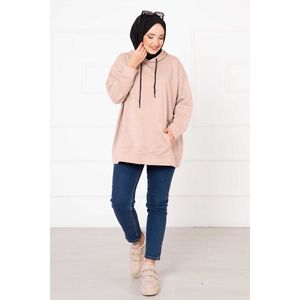 Sudadera con Bolsillo Canguro Beige, Tejido de Punto Transpirable - Product Image 1