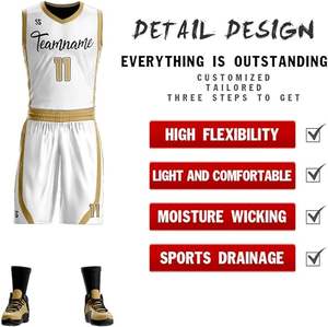 Uniforme de Baloncesto Sublimado en Blanco OEM, Último Modelo, Impresión a Color, Tallas Grandes, Diseño con Logotipo Personalizado, Conjunto de Camiseta de Baloncesto - Product Image 2